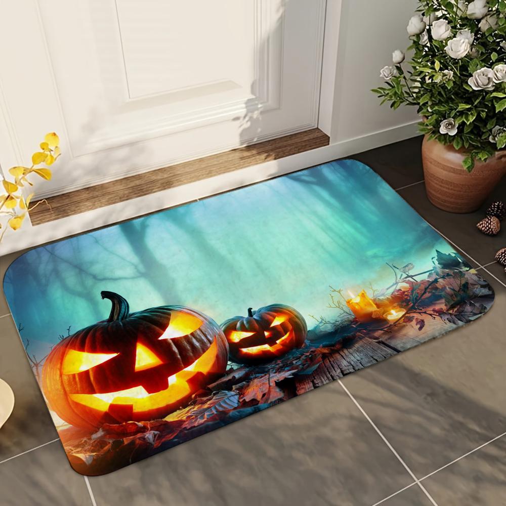 1pc V- Halloween 3D Visual Clown Absorbent Mats Anti-Slip Mats Home Decor Supplies Carpets Home Kitchen Floor Mats