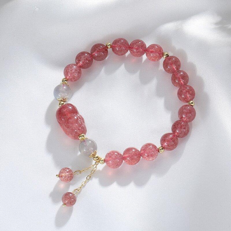 Crystal Pixiu Strawberry Crystal Tassel Bracelet Fashionable Commuting Gift Bracelet for Best Friend or Girlfriend's Birthday