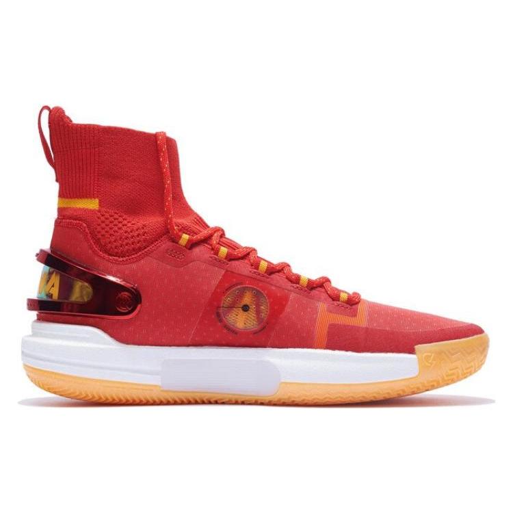 New LiNing Speed 9 Ultra Cushioning Anti Slip And Wear Resistant High Top Basketball Shoes Bright Neon Red ABAT013-6