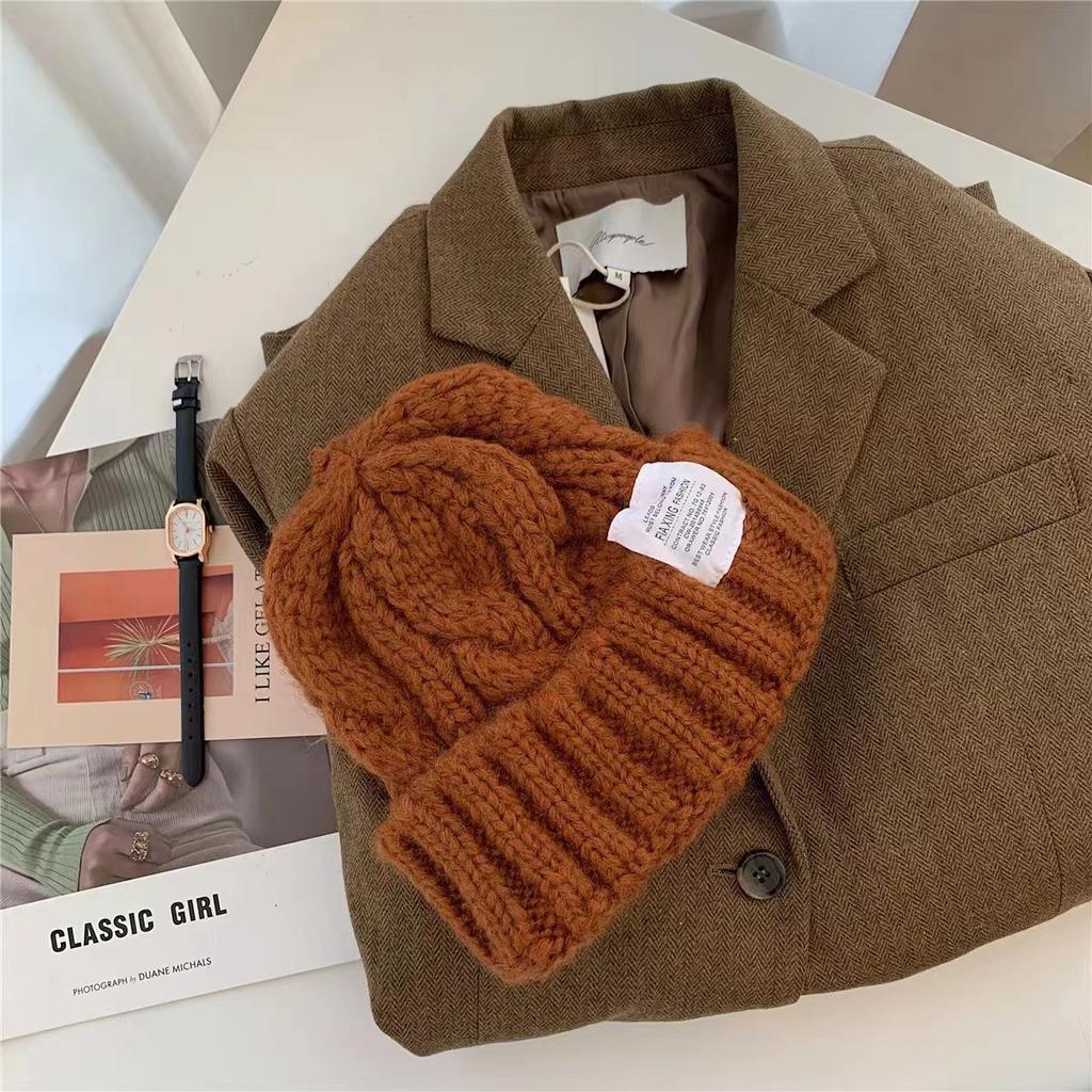 Warm Hat for Women with Versatile Outdoor Jacket Hat Showing Off Their Faces for Primary School Students In Autumn and Winter Trendy Knitted Hat