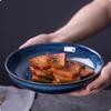 Retro Kiln Turned Blue Ceramic Plates, Round Soup Plates, Household Utensils, Snacks, Cake Racks, Fruit Plates, Kitchenware