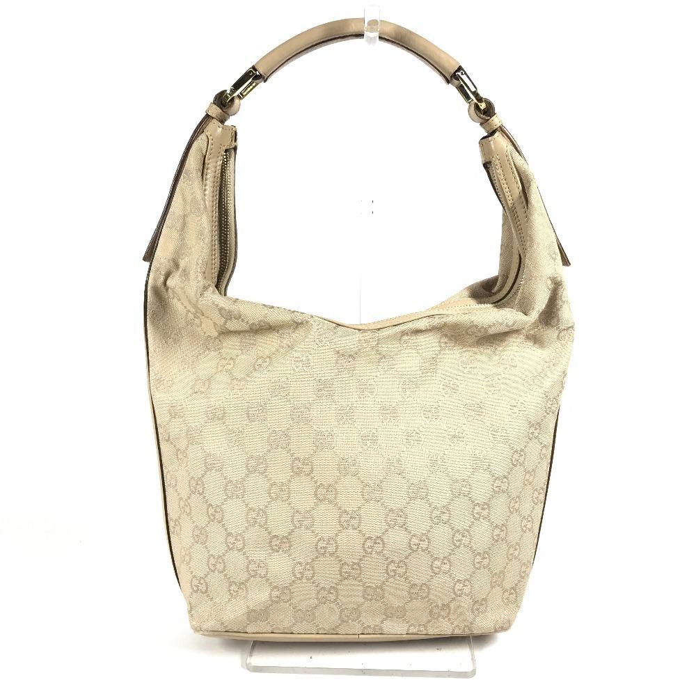 Gucci 73885 GG Logo Bucket-shaped Shoulder Bag GGCanvas/Leather Beige