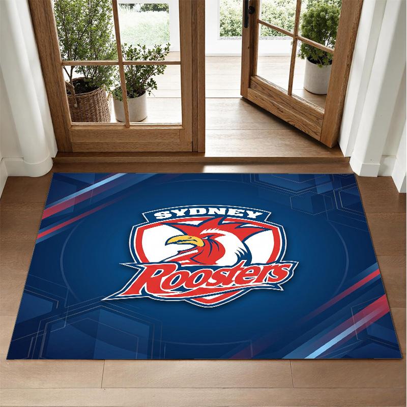 Sydney Roosters Design Crystal Velvet Rug Soft Decorative Mat for Bedroom Entrance
