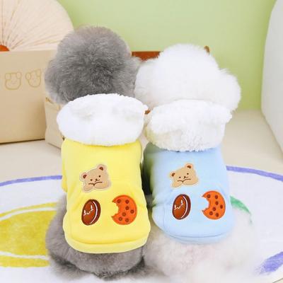 Pies Słodki Owca Pluszowy Mały Niedźwiedź Płaszcz z Kapturem Odzież Odzież dla Zwierząt Domowych Teddy Kot Odzież dla Zwierząt Domowych Zimowy Ciasteczko Mały Niedźwiedź Bawełniany Płaszcz