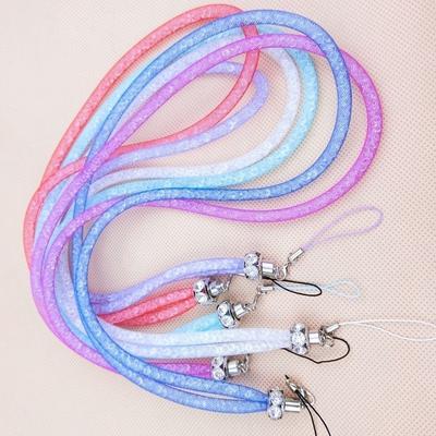 1PC cordino di cristallo collana badge identificativo portachiavi per telefono cellulare cordino glitter cinturino in rete con strass supporto antifurto corda per appendere