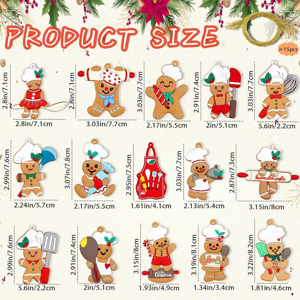 15/1ks Vánoční perníček Dřevěný Vánoční stromeček Závěsné přívěsky Ozdoby Domů Vánoční Navidad Party Dekor Nový rok Dětské dárky