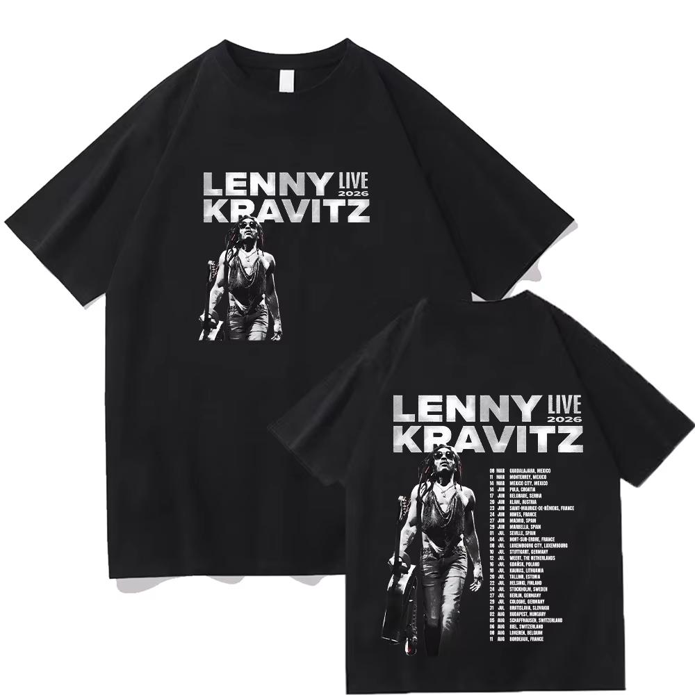 

Lenny Kravitz Live2026 Graphic T Shirt Men High Quality Cotton T Shirt Fashion men Short Sleeve Top Punk Music Style Streetwear S