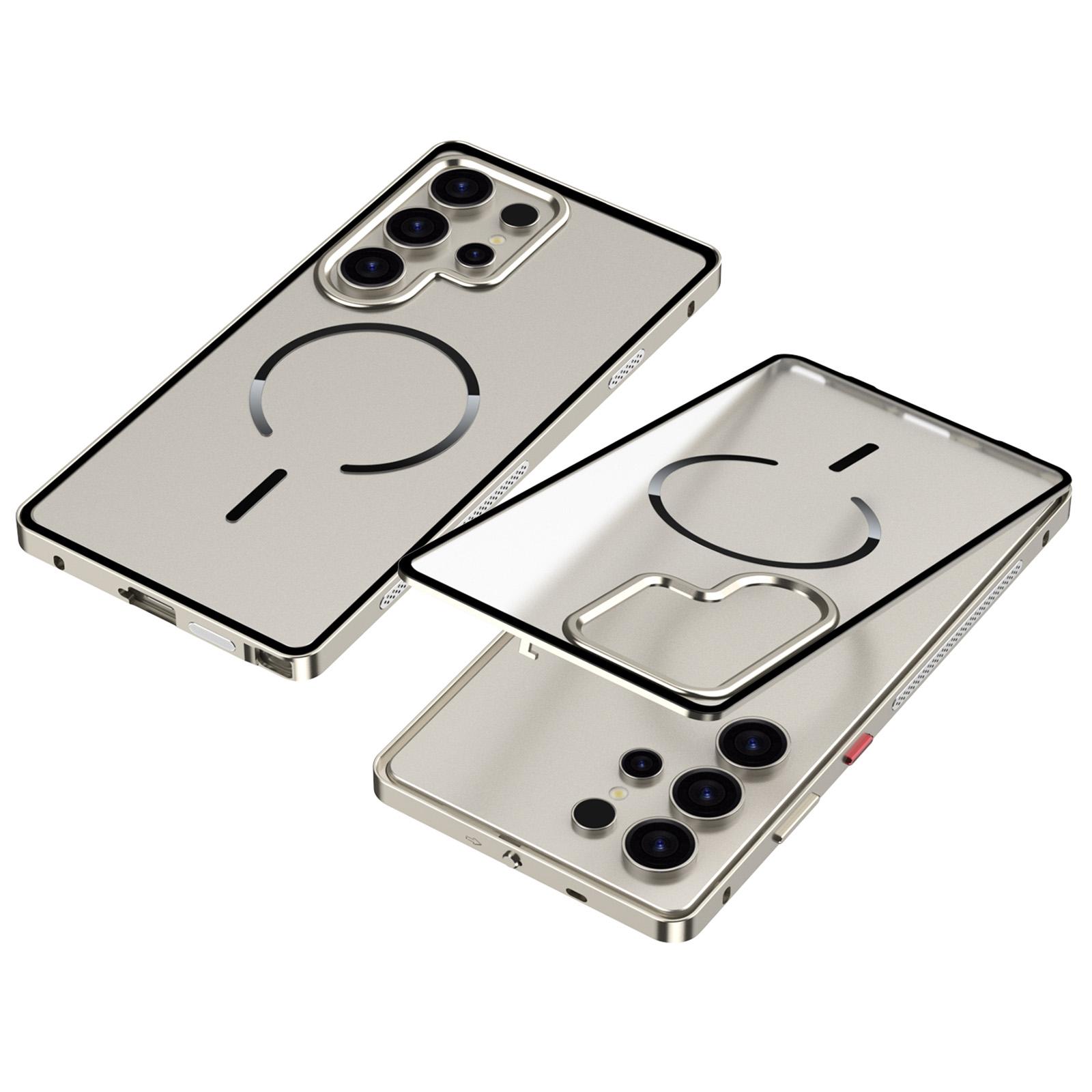 

For Samsung Galaxy S24 Ultra Magnetic Case Aluminium Alloy PC Matte Phone Cover Pop-Up Snap Lock