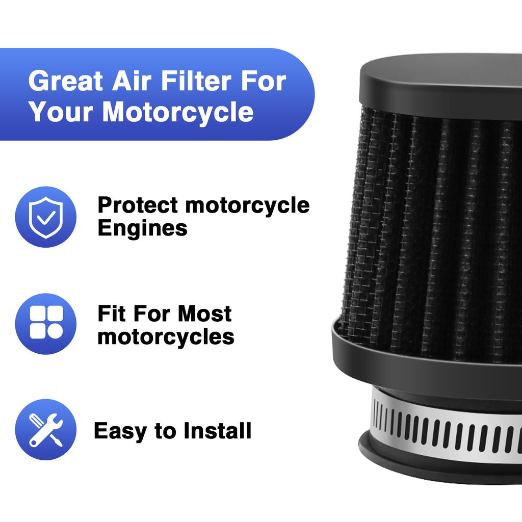 ZSDTRP 2pcs Motorcycle Air Filters 60mm 55mm 50mm Universal for Motorbike Cold Air Intake High Flow Washable Filter