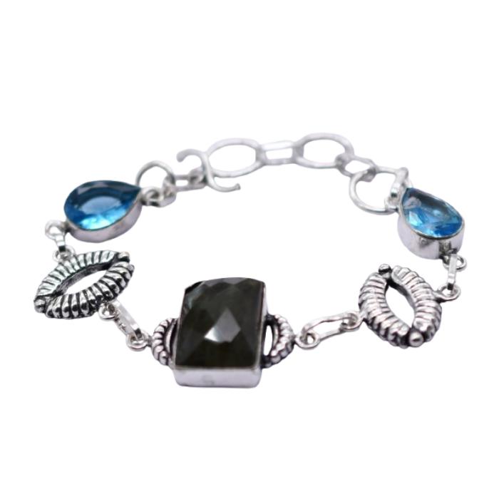 Labradorite Blue Topaz Gemstone Handmade Bracelet Jewelry BR 130