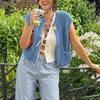 Herbst- und Winter-Neue Styles, Damenbekleidung, Taschenlos, Kurze Strickweste, Strickwesten