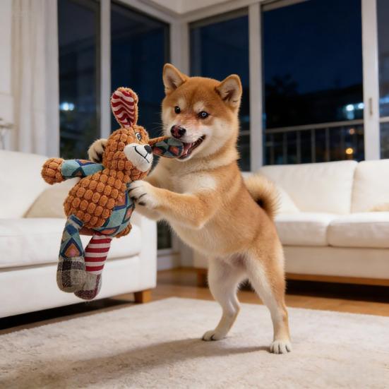 Plush Animal Dog Toy Squeaky Interactive Dog Chew Toy Stuffed Elephant Puppy Teething Toy for Medium Large Dogs