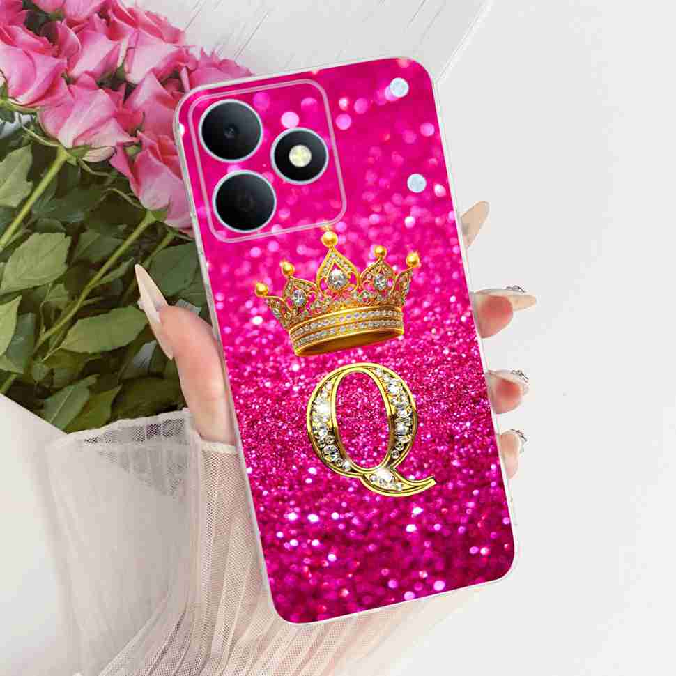 For Realme Note 80 4G RMX5388 Case New Letter Crown A-Z TPU Back Cover For Realme Note80 NOTE 80 4G Phone Protection Cases