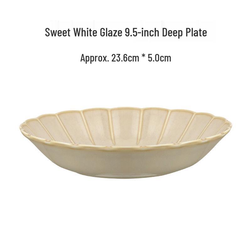Japanese Retro White Glaze Ceramic Breakfast Plate - Creative and Simple Design for Cakes and More