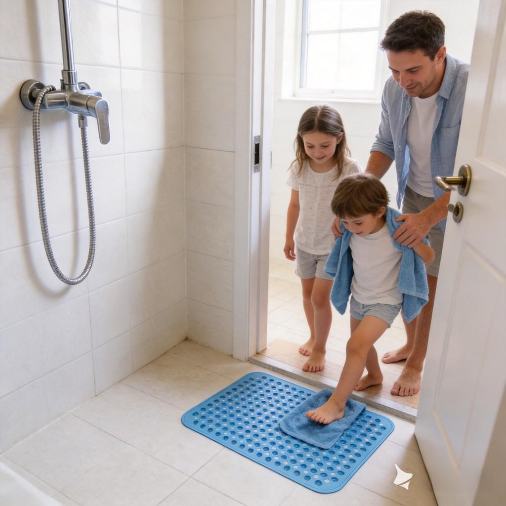 Pvc Shower Mat With Suction Cups For Bathroom Antislip Safety Nonslip Design