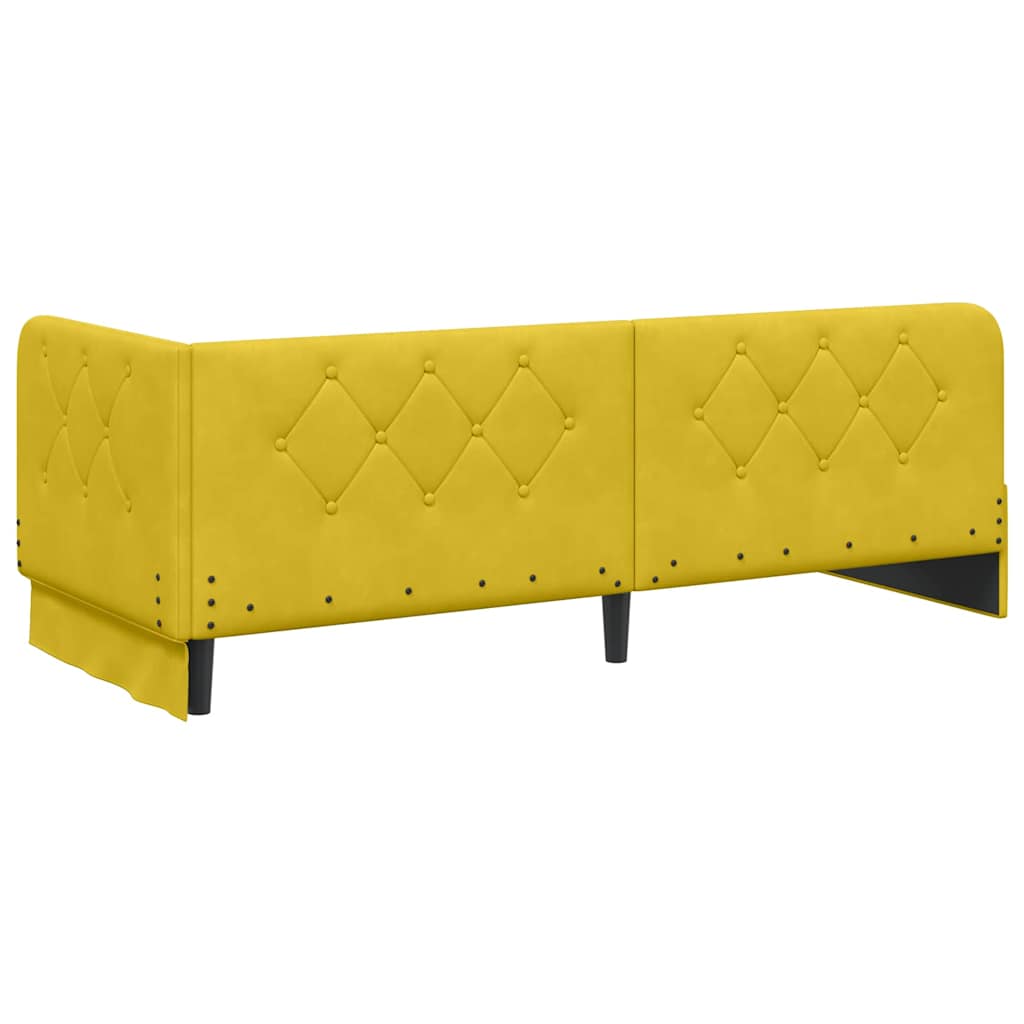 Corner Bed Frame Yellow 80 X 200 Cm Velvet