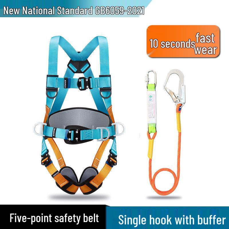 5-Point Full-Body Electrician Safety Harness with Double Hooks for High-Altitude Work