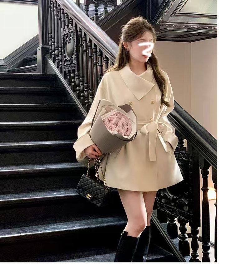 Rich Girl High-End Tie Waist Mid-Length Trench Coat for Women