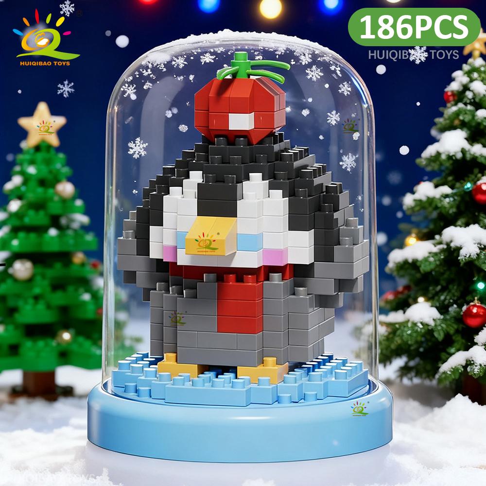 Christmas Tree Santa Claus Penguin Model Building Block DIY Snowman Bricks Toys Children Adult Desktop Ornament Gift