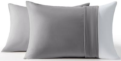 AZRA Pillow Cover Set of 2 43 63 Peach Skin Processing Zipper Type with Zipper Stylish All Season Pillow Case Ventilation Quick Drying Gray