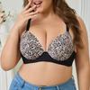 Leopard Print Plus Size Bra That Pushes Up Large Breasts Makes Them Appear Smaller Prevents Sagging and Reduces Side Breast Tissue