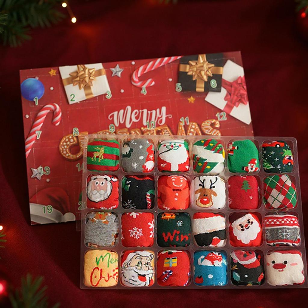 Christmas Calendar Socks Advent 24 Days Advent Countdown 12 Pairs Of Soft Crew Socks For Women Men Adults Teens Holiday gifts