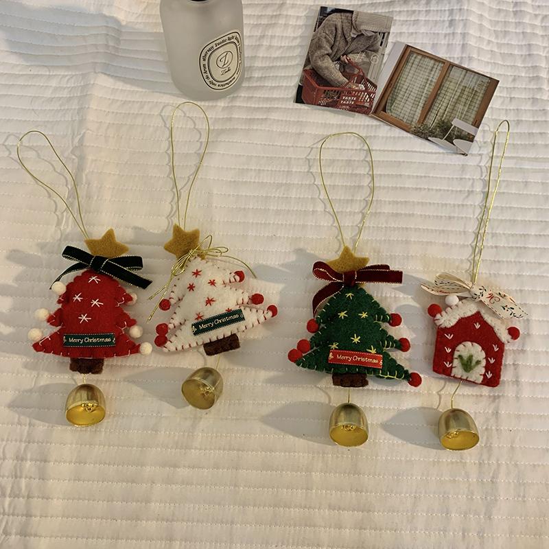 Christmas Decorations Red Xmas Bell Christmas Tree Hanging Ornaments Cute Bow Doorbell  New Year Party Supplies Gifts Navidad