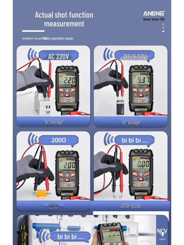 Hochpräzises digitales Smart-Multimeter für Elektriker mit Sprachansage und multifunktionalen Merkmalen