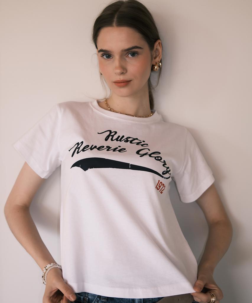 RUSTIC REVERIE Glory Crop T-Shirt_White