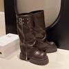 Designer Women Knee High Boots Female Platform Thick Bottom Trouser Legs Long Booties Autumn Winter Shoes
