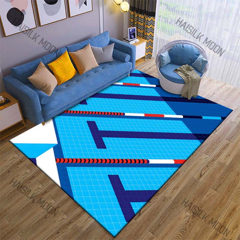 Swimming Pool Lanes Print Carpet Rug for Living Room Bedroom Sofa Doormat Home Decor Non-slip Floor Mat