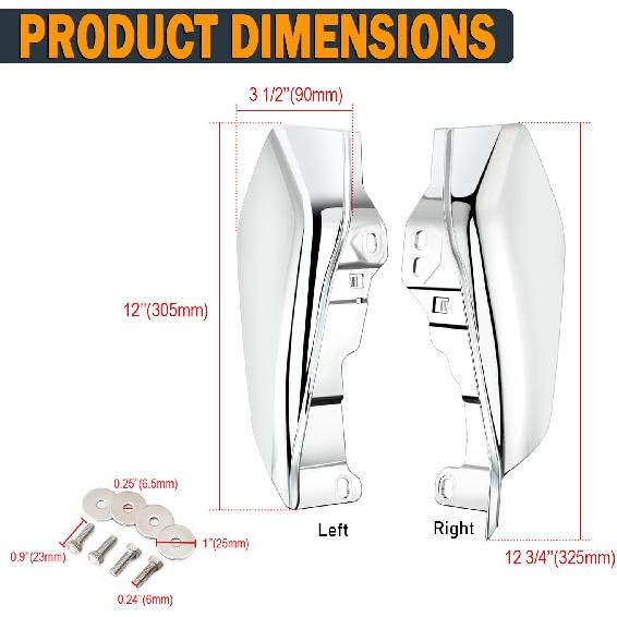 PBYMT Mid Frame Air Deflectors Heat Shield Compatible for Harley Touring Road King Street Electra Glide 2009-later Also Compatible with Models