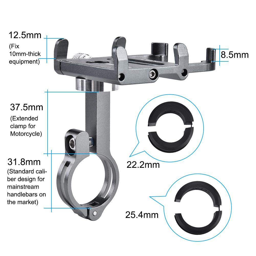 

Mountain Bike Road Bicycle Motorbike Handlebar Mount Stand Mobile Phone Holder (Titanium Color)