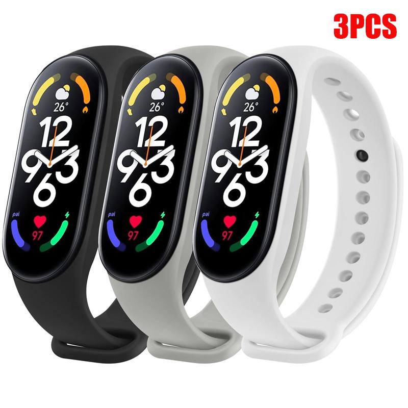 1-3Pcs Official Watchband For Mi Band 7 6 4 5 3 Bracelet Xiaomi Mi Band Strap Silicone Sport Replacement Smartwatch Accessories