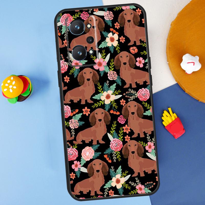 Cartoon Dachshund Dog For Realme 11 10 12 13 14 Pro Plus GT 5 6 6T GT7 Pro C61 C53 C51 C21Y C25S C55 C67 C75 Case