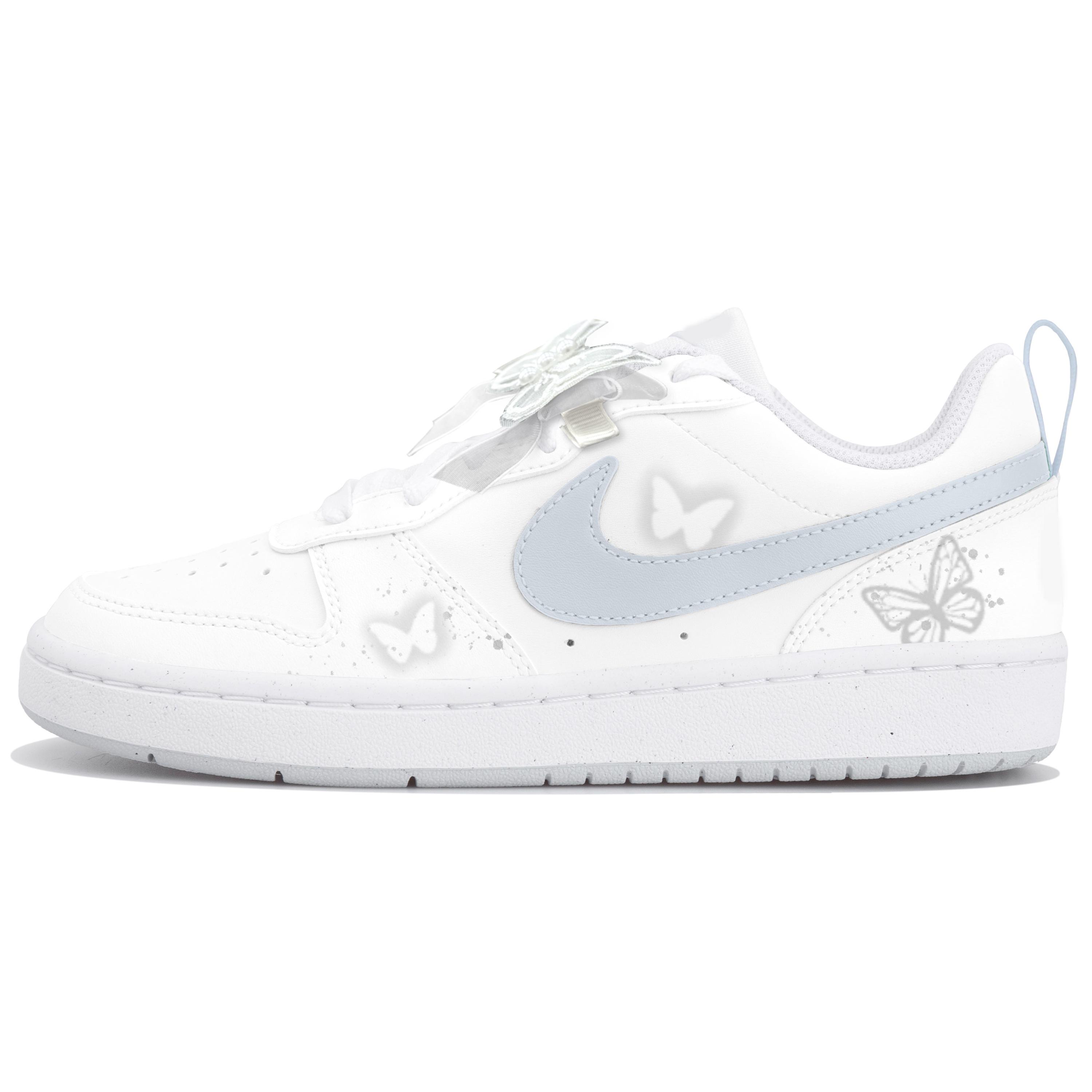 Nike Court Borough 2 Low top Skateboard Shoes GS White Gray Blue DV5456-109(Team-) 37.5