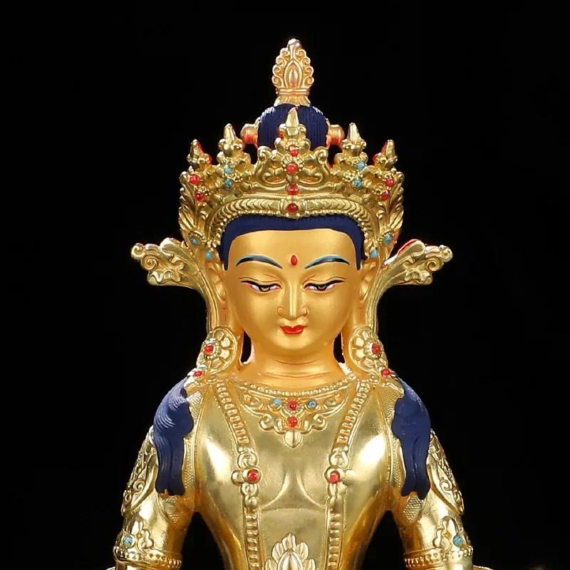 Longevity Buddha pure copper Tibetan Tantra gilt 7 inches 10 inches 15 inches Buddha statue for salary Bronze Buddha statue orna