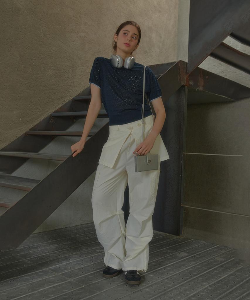 ANOETIC Anc Button Wrap Parachute Pants_Ivory