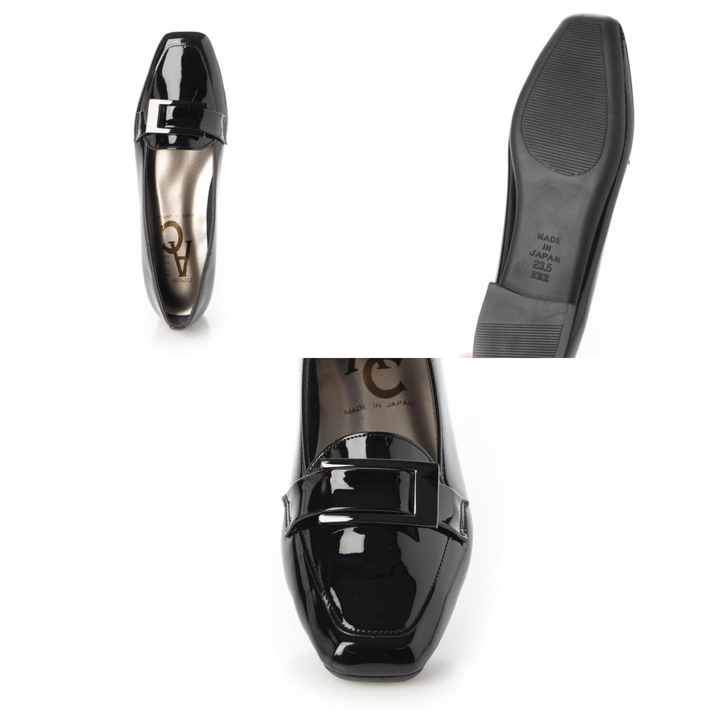 Demeter neue ar he AC Leichter Square Toe Lackleder Niedriger Absatz Loafer Hergestellt in Größe Größe Damen Pumps, Japan, 1785-L30 (Schwarz, 24,5cm)