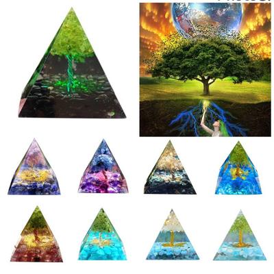 Tree of Life Orgonite Chakra Pyramid Healthy Crystals Energy Reiki Multiplier Amethyst Meditation Lucky  Wealth Stone