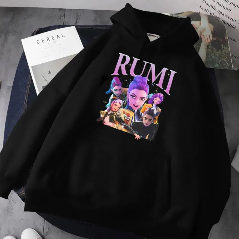 Autumn Winter Kpop Demon Hunters Printed Hoodies Fashionable Casual Warm Sports Long Sleeved Women's Hooded Sweatshirts