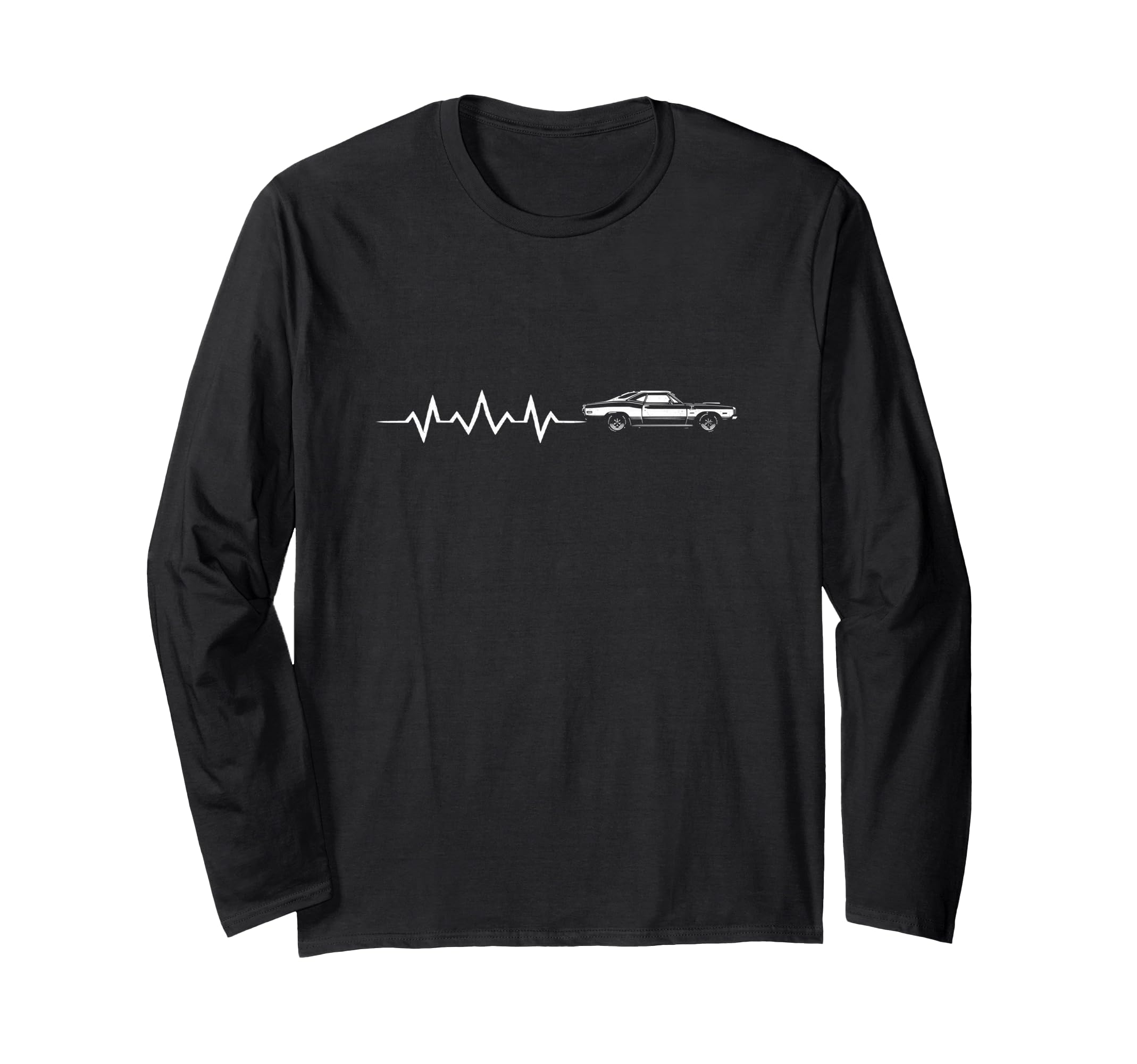 

Muscle Car Heartbeat Classic Car Collector Long Sleeve for and Kids T-Shirt Men, Women, чёрный