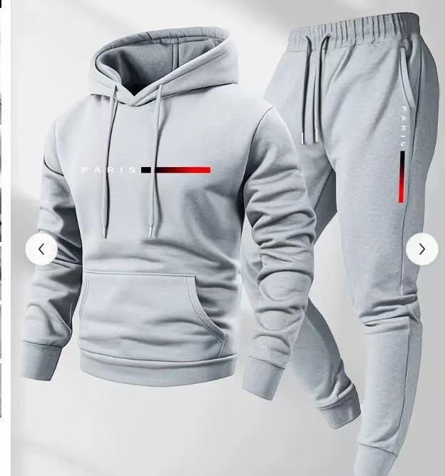 2025 Men's Pullover Hoodie and Jogger Set with Printed Logo