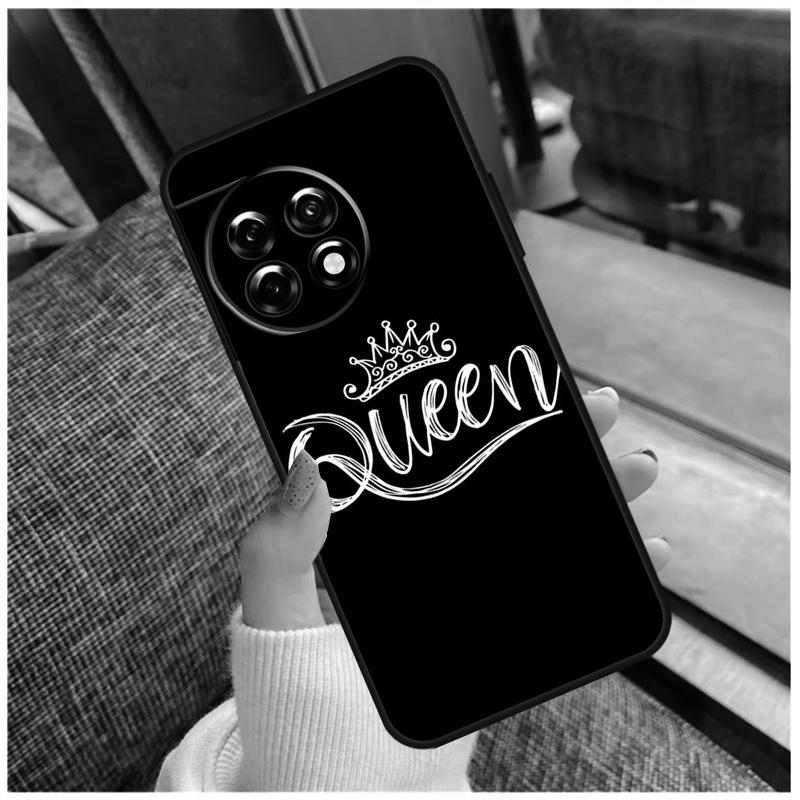 Cute King Queen Crown Case For OnePlus 15 12R 13R 13T 10T 8T 13 12 11 10 Pro Nord 5 CE 2 3 4 Lite N20 N30 Coque
