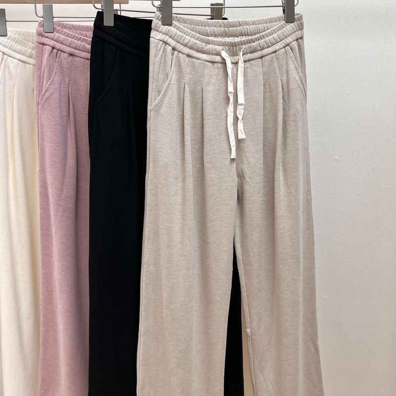 

Spring and Autumn Foreign Trade New Fashionable Lazy Waist Pleated Slim Fit Sunken Stripe Texture Slimming Wide-Leg Pants Tb20002 Dried powder L