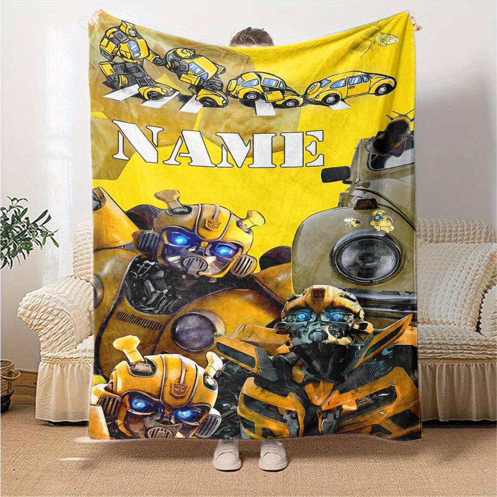 Customiz Name Personality Gundam Blanket Soft &Warm Sofa Office Bed Travel Lunch Break Blanket, Gift Suitable All Seasons