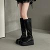 Fashion temperament niche design thick-soled heightening boots women's autumn and winter new simple and versatile high boots