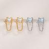 Butterfly Chain Stud Earrings Long Internet Celebrity Exquisite Women'S Flash Diamond Moonstone Earrings