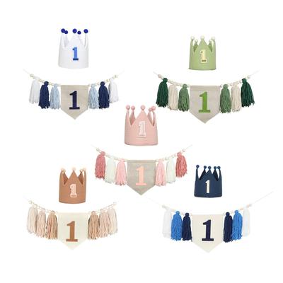 1ST Birthday High Chair Banner Photobooth Props Wall Hangings Decorative First Birthday Party Decoration for Bedroom Party Gift