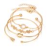 4pcs/set Of Stackable Bracelets A Gift Heart Knot Chain Design Suitable For Daily Wear Women's Fashion Jewelry Artificial Crystal Classic  Jewelry
